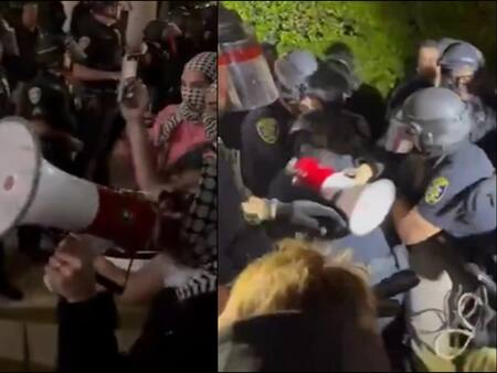 VIDEO: Policias detienen violentamente a una mujer en medio de protesta en apoyo a Palestina