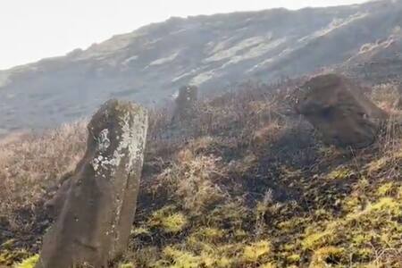 VIDEO | Nuevo incendio forestal afectó a la Isla de Rapa Nui este sábado