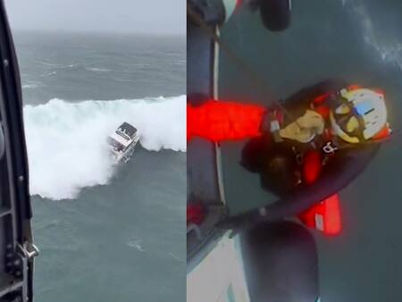 VIDEO | Gigantesca ola golpea un yate en Estados Unidos: Guardia Costera debió rescatar a su ocupante
