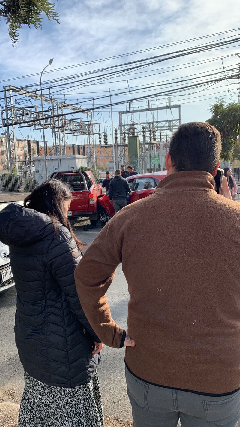 El auto de Nicole Fajre tras chocar a metros del centro de entrenamientos de Universidad de Chile.