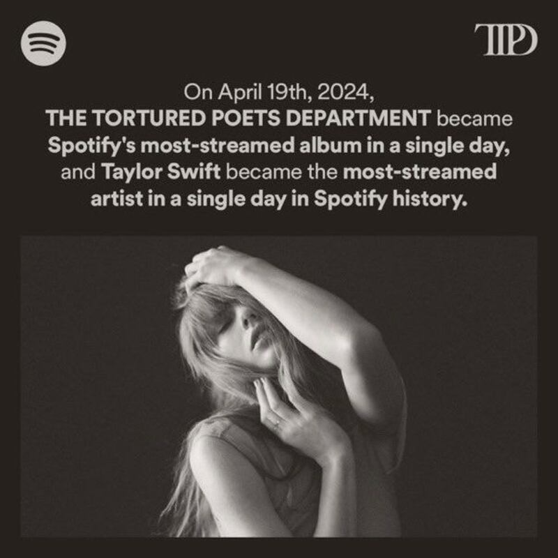 Anuncio de Spotify referente al último álbum de Taylor Switf