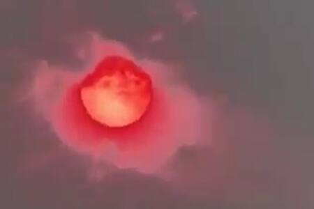 VIDEO |  Extraño fenómeno de sol rojo se pudo ver en China